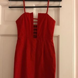 Tobi Red Bodycon Cross Stitched Dress Size S